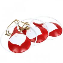 Product Christmas ornament gnome Santa Claus metal Ø16cm 3pcs