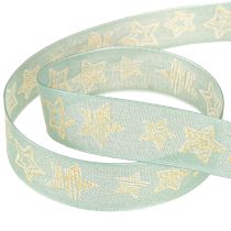 Product Christmas ribbon stars gift ribbon turquoise 25mm 18m