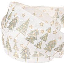 Product Christmas ribbon fir gift ribbon white gold 40mm 18m