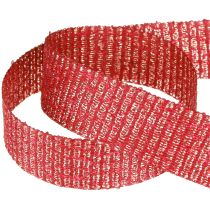 Product Christmas ribbon with gold threads gift ribbon red 25mm 20m