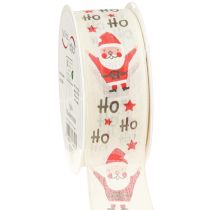 Product Christmas ribbon with Santa cotton ribbon cream 40mm 15m