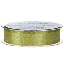 Product Christmas ribbon with golden dots, dimensionally stable, green, 25mm, 20m