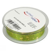 Product Ribbon Christmas, organza ribbon green star pattern 25mm 25m