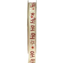 Christmas ribbon “Ho Ho Ho” gift ribbon beige 15mm 15m