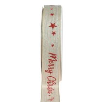 Christmas ribbon Merry Christmas natural red linen 25mm 15m