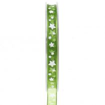 Christmas ribbon organza green with star 10mm 20m