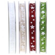 Product Christmas ribbon organza with star motif 10mm 20m