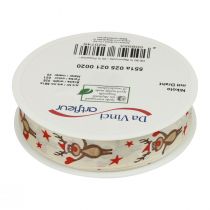 Product Christmas ribbon reindeer cream gift ribbon Christmas 25mm 20m
