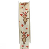 Christmas ribbon reindeer cream gift ribbon Christmas 25mm 20m
