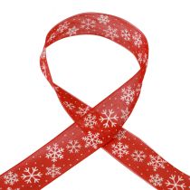 Christmas ribbon red snowflakes gift ribbon 40mm 15m
