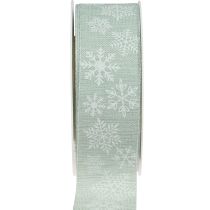 Christmas ribbon snowflake gift ribbon light green 35mm 15m