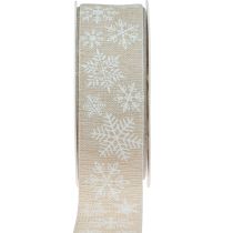 Product Christmas ribbon snowflake beige gift ribbon 35mm 15m