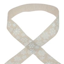 Product Christmas ribbon snowflake beige gift ribbon 35mm 15m