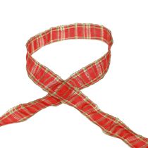 Product Decorative ribbon Scottish gift ribbon red green gold 25mm 20m