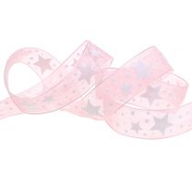 Product Christmas ribbon organza with star motif 15mm 20m