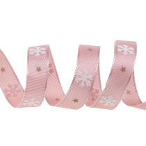 Product Christmas ribbon with snowflake pink 15mm 20m