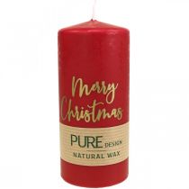 Product PURE pillar candles Merry Christmas 130/60mm wax red 4pcs