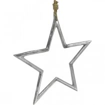 Product Christmas decoration star, advent decoration, star pendant silver W24.5cm
