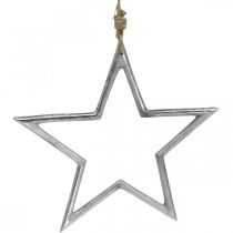 Product Christmas decoration star, advent decoration, star pendant silver W24.5cm