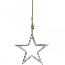 Product Christmas decoration star, advent decoration, star pendant silver W15.5cm