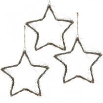 Product Christmas decoration star white washed stars to hang up elm 30cm 4pcs