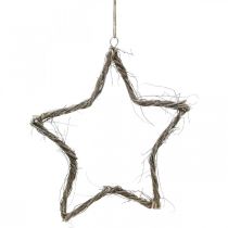 Product Christmas decoration star white washed stars to hang up elm 30cm 4pcs