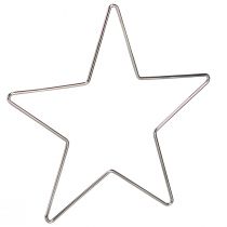 Product Christmas decoration stars for hanging metal silver 20cm 6 pcs