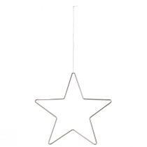 Product Christmas decorations, hanging stars, silver, 20cm, metal, set of 6, Christmas tree ornaments