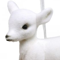 Product Christmas decoration reindeer flocked to hang white black 2 pieces