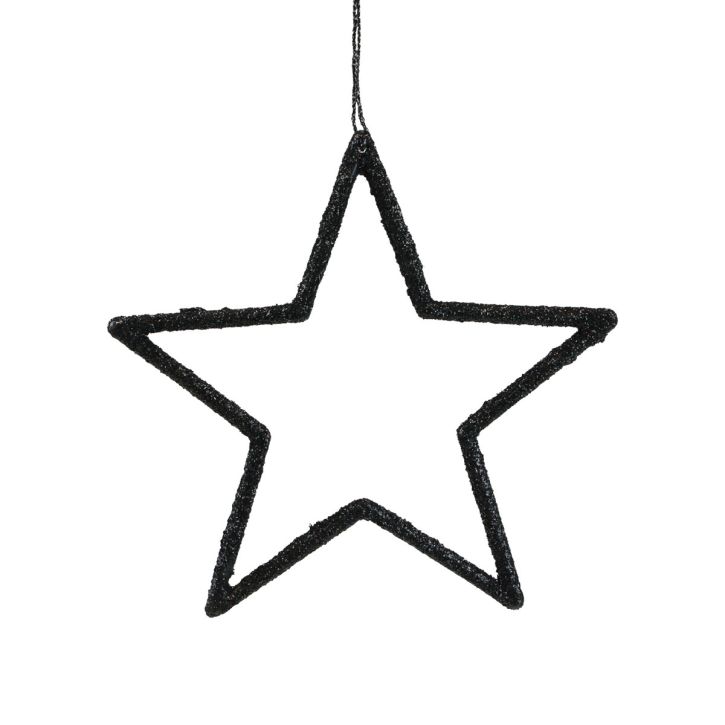 Product Christmas decoration star pendant black glitter 12cm 12pcs