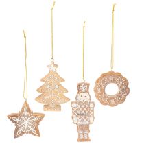 Product Set of 4 Gingerbread-Style Christmas Ornaments with Frosting Design – Nutcracker, Star, Tree & Wreath – 6cm