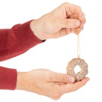 Product Christmas Ornaments Set – Gingerbread Look with Icing Details, Nutcracker, Star, Tree, Wreath, 6 cm, 4 Pieces