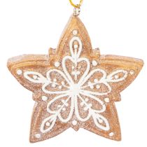 Product Christmas Ornaments Set – Gingerbread Look with Icing Details, Nutcracker, Star, Tree, Wreath, 6 cm, 4 Pieces
