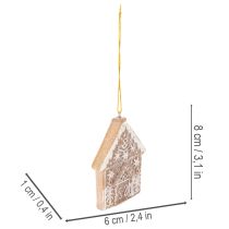 Product Set of 4 Christmas Ornaments in Gingerbread Look – Reindeer, Gingerbread Man, House, Snowflake – 7cm – Plastic – Brown and White