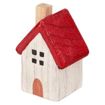 Product Christmas house wooden Christmas decoration white red 7cm 6 pieces