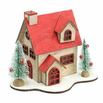 Product Christmas house with LED lighting natural, red wood 20 × 15 × 15cm