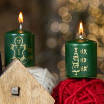 Product Christmas Candles Candles Christmas Green Ø5cm H6cm 4 pcs