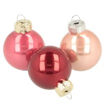 Product Glass Christmas Baubles 3cm Set of 22 in Pink and Red Shades