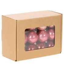 Product Glass Christmas Baubles 3cm Set of 22 in Pink and Red Shades