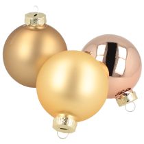 Product Christmas bauble trio gold &amp; rosé – elegant set of 3 with shine and style 5 cm 24 pcs