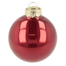 Product Glass Christmas Baubles Set 24 Pieces 6cm Red and Pink