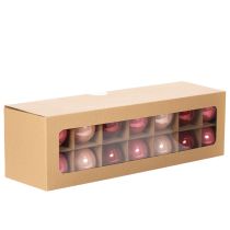Product Glass Christmas Baubles Set 24 Pieces 6cm Red and Pink