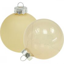Product Christmas tree balls glass Christmas balls cream mix Ø6cm 24 pcs