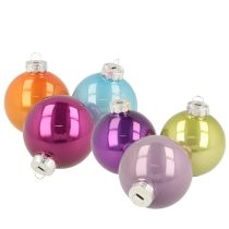 Product Glass Christmas Baubles Set, Multicolour, Glossy Finish, 60mm, 24 Pieces