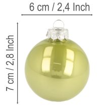 Product Set of 24 Glass Christmas Baubles in Assorted Glossy Colours, 60mm Diameter