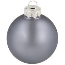 Product Christmas tree baubles glass set of 3 – light blue, blue, metallic blue &amp; matte with hanger 6cm 24pcs