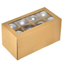 Product Set of blue/silver glass spheres – matte & glossy, glass decorations for winter floral arrangements, 7.5cm, 12 pieces