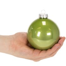 Product Set of 10 Glossy Glass Baubles in Multicolour, 95mm Diameter