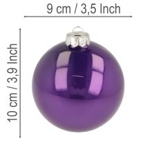 Product Set of 10 Glossy Glass Baubles in Multicolour, 95mm Diameter