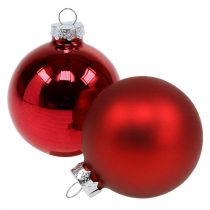 Product Christmas ball glass Ø6cm red mix 24pcs